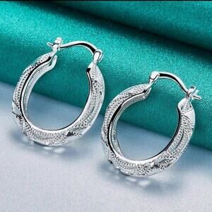 925 Silver BOHO 1.5" Hoop Earrings Women's Valentine's Birthday Christmas Gift